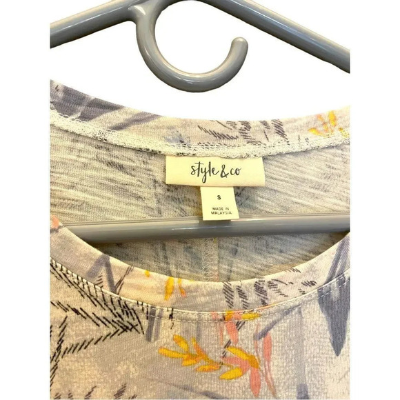 Style & Co. Women’s Small Gray & Yellow Floral Long Sleeved Tee - Picture 2 of 2